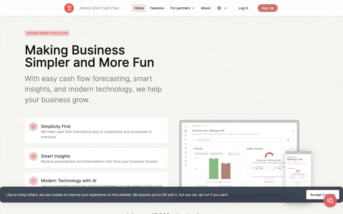 Asteria Smart Cash Flow website