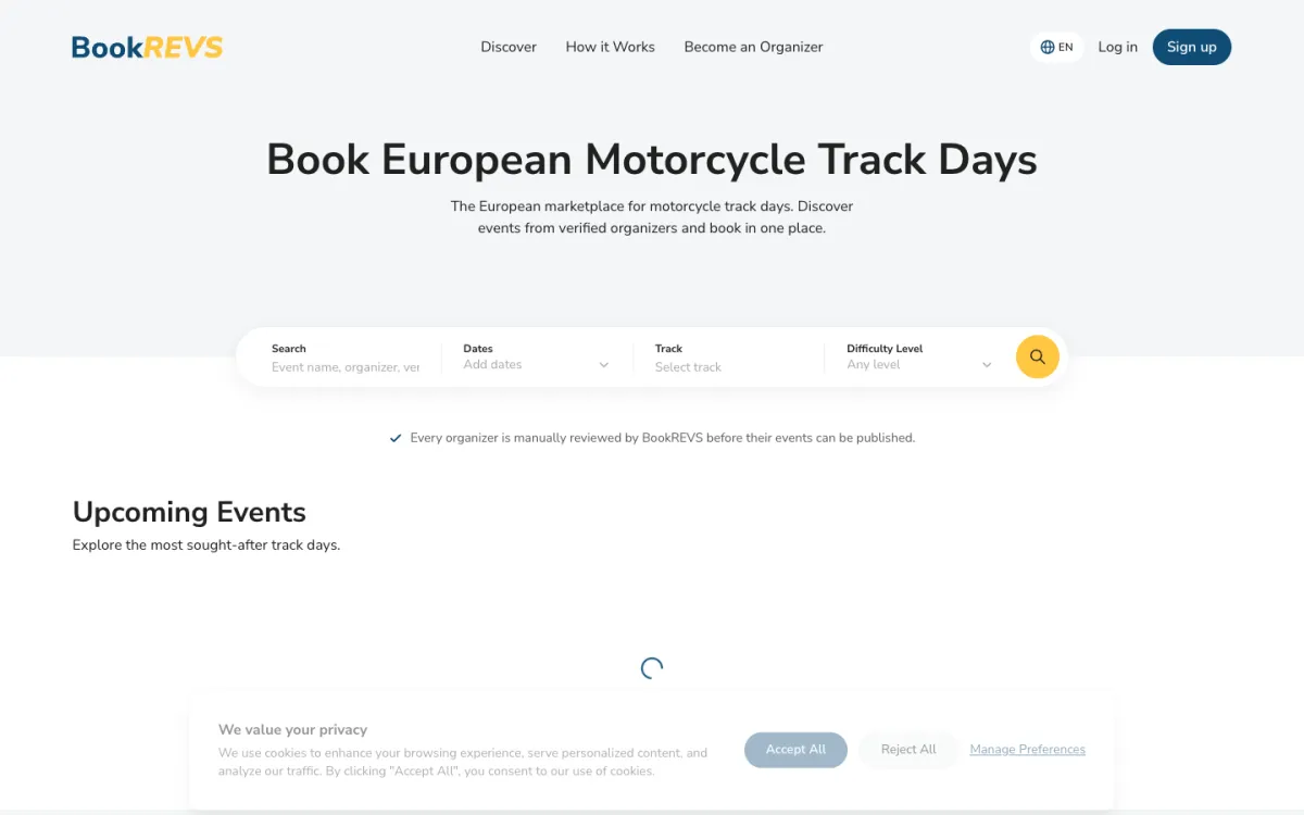 BookRevs booking platform website
