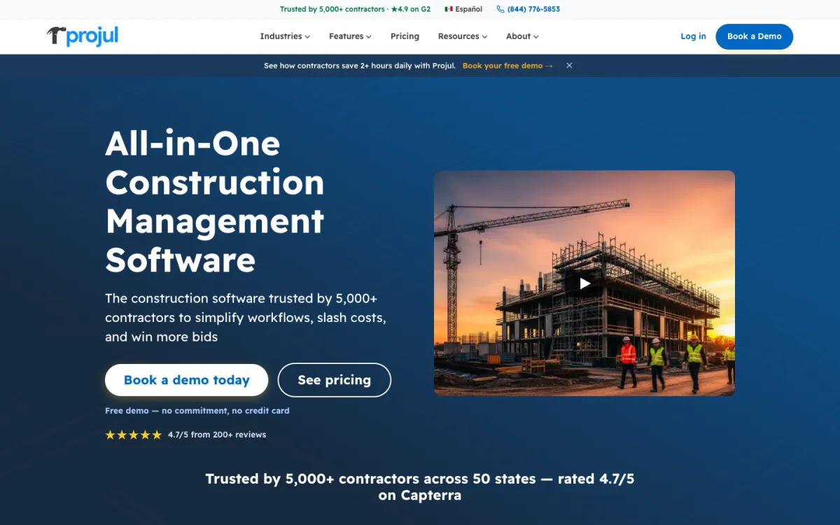 Projul construction-management software website